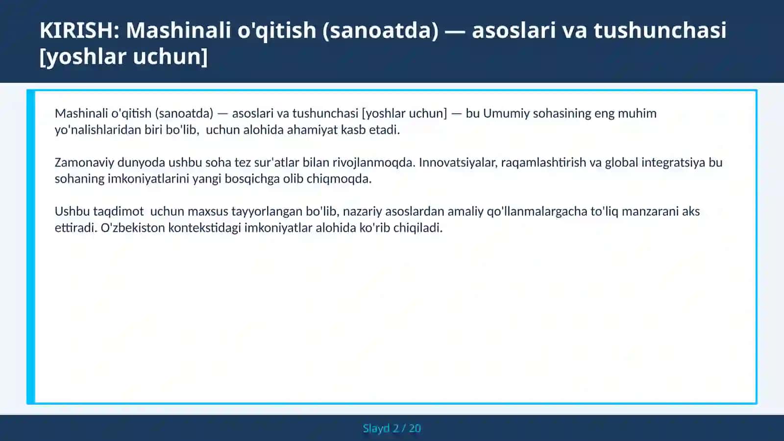 Mashinali o'qitish (sanoatda) — asoslari va tushunchasi [yoshlar uchun] 2