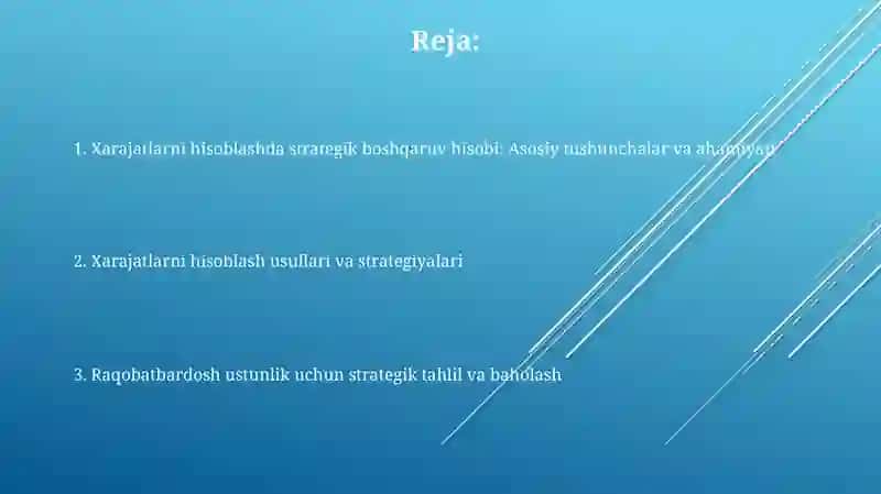 Strategik boshqaruv hisobida xarajatlarni kalkulyatsiya qilish 2