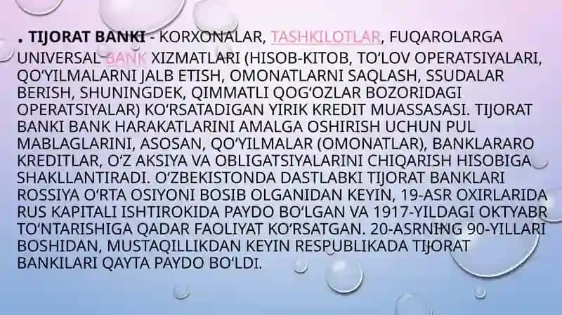 Tijoratbanklarining valyuta operatsiyalari 2