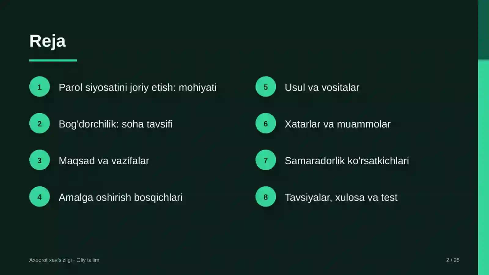 Bog'dorchilikda parol siyosatini joriy etish 2