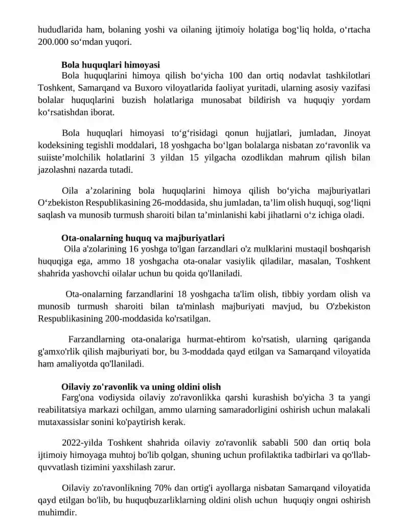 Oila a’zolarining o‘zaro huquq va majburiyatlari 2