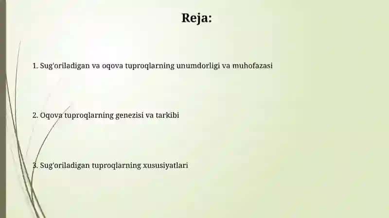 Sug'oriladigan va oqova tuproqlarning xususiyatlari 2