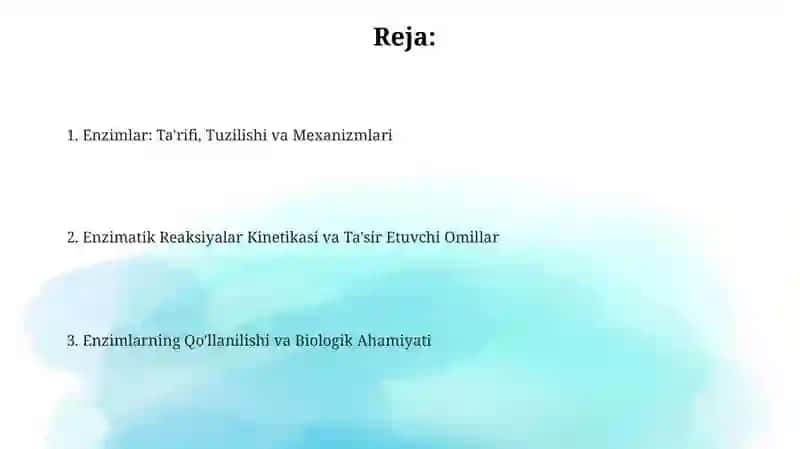 Enzimlar: Ta'rifi, Tuzilishi va Mexanizmlari 2