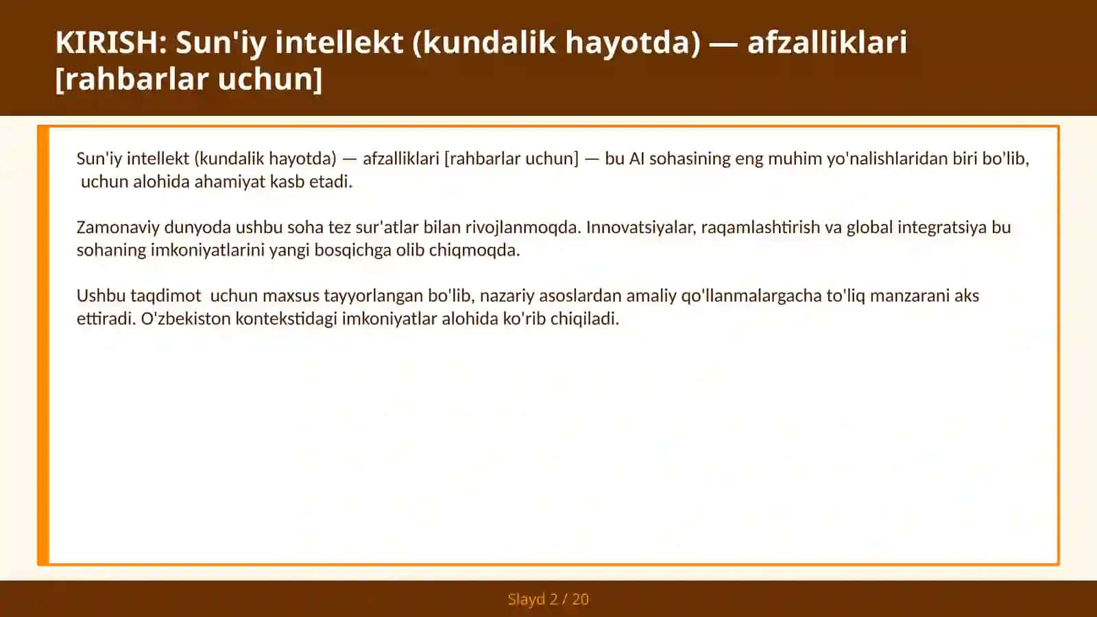 Sun'iy intellekt (kundalik hayotda) — afzalliklari [rahbarlar uchun] 2