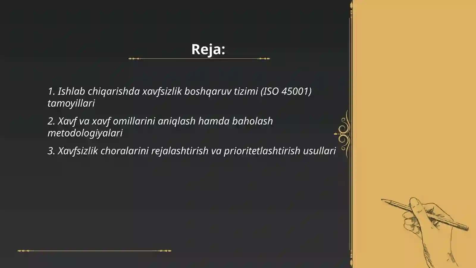 Ishlab chiqarishda xavfsizlik boshqaruv tizimi (ISO 45001) tamoyillari 2