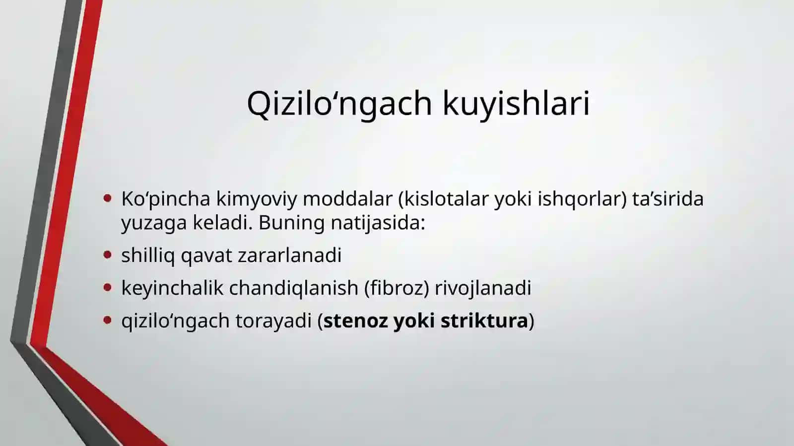 Qizilo’ngach kuyishlarida bujlash operatsiyalar 2
