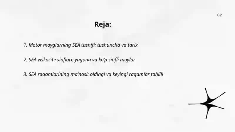 Motor moyglarning SEA tasnifi 2