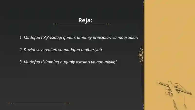 Mudofaa togʻrisida"gi qonuning umumiy qoidalari 2