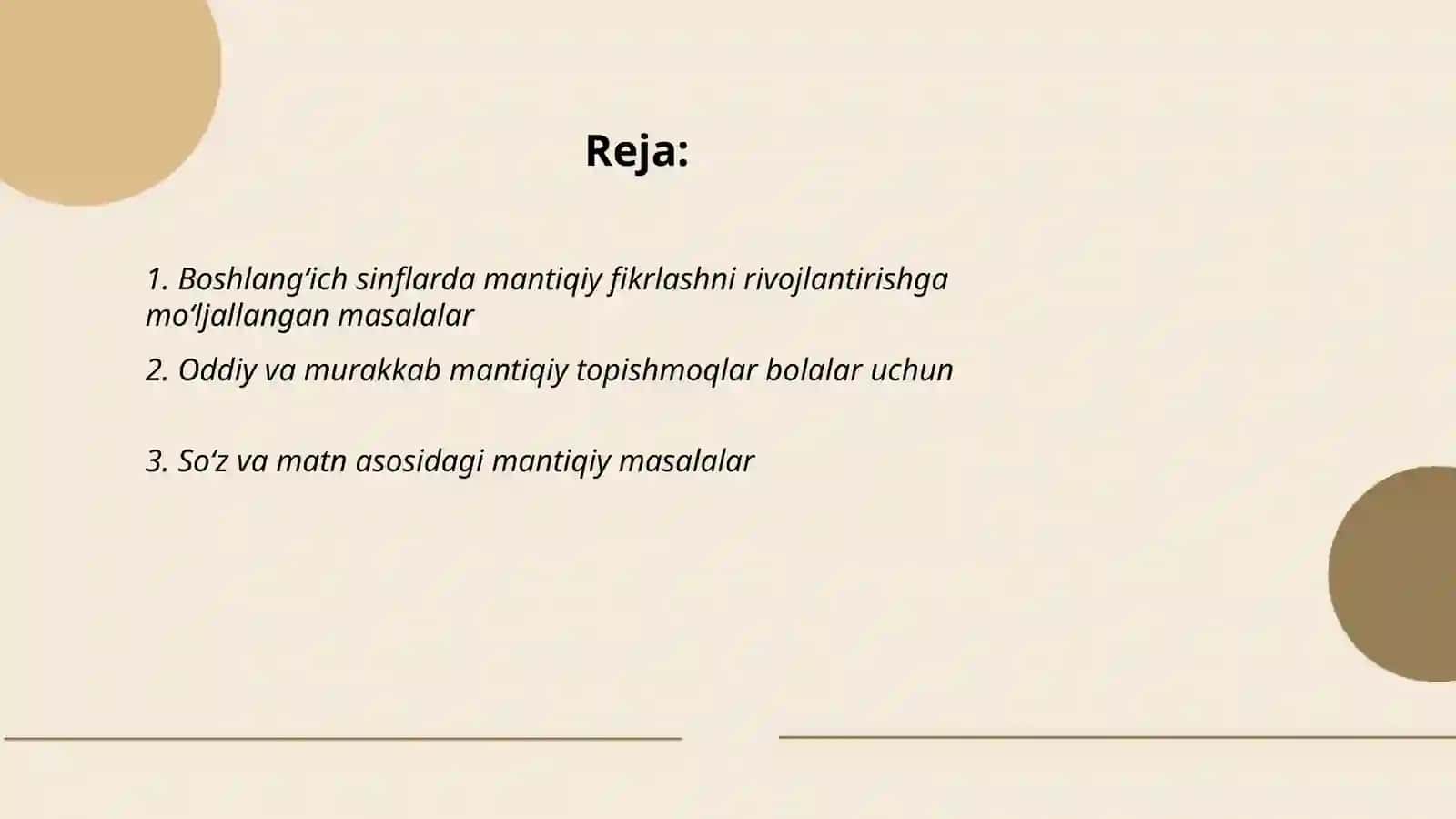 Mavzu: Boshlangʻich sinflarda mantiqiy va nostandart masalalar 2
