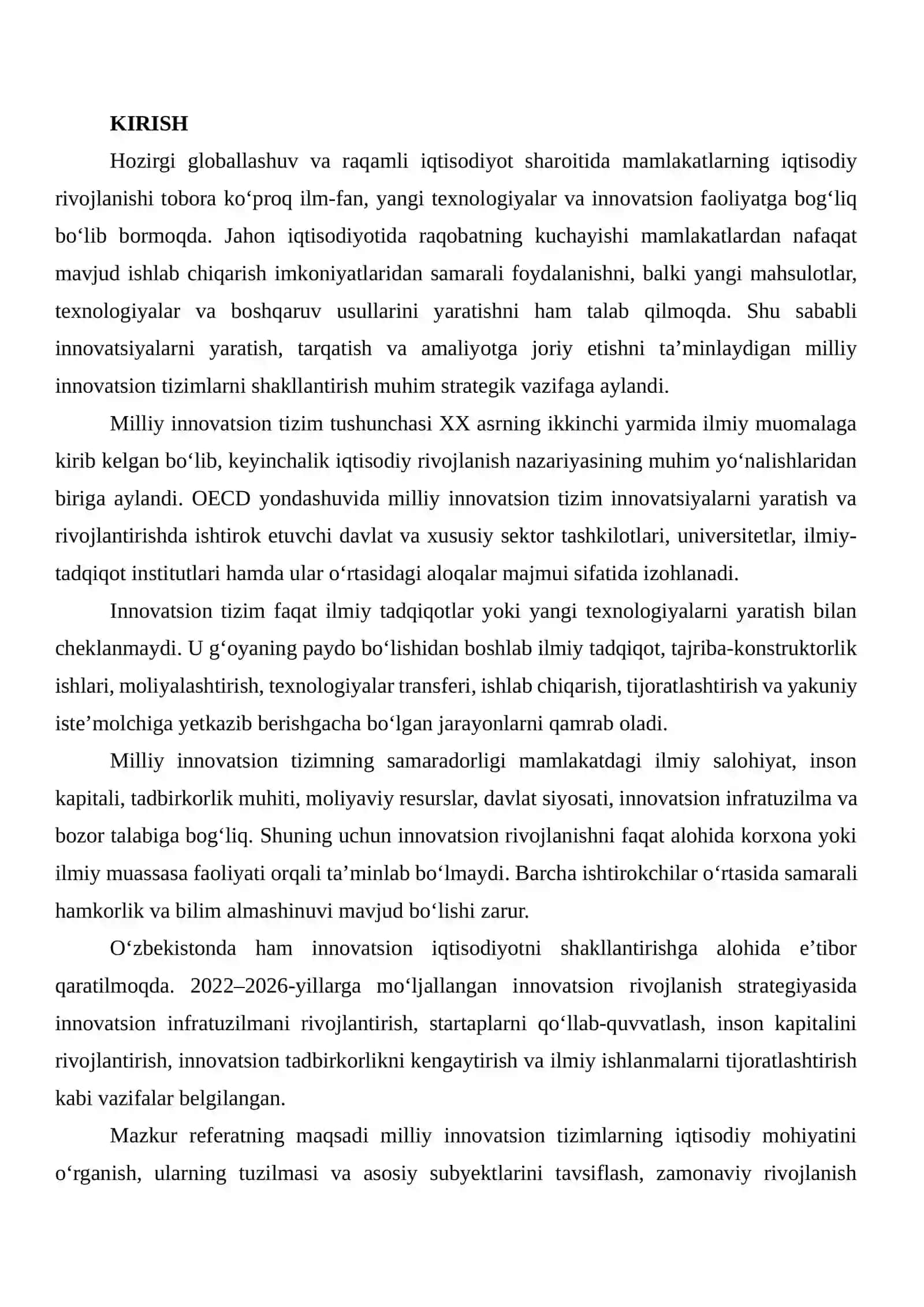 MILLIY INNOVATSION TIZIMLAR: SHAKLLANISHI, TUZILMASI VA RIVOJLANISH TENDENSIYALARI 2