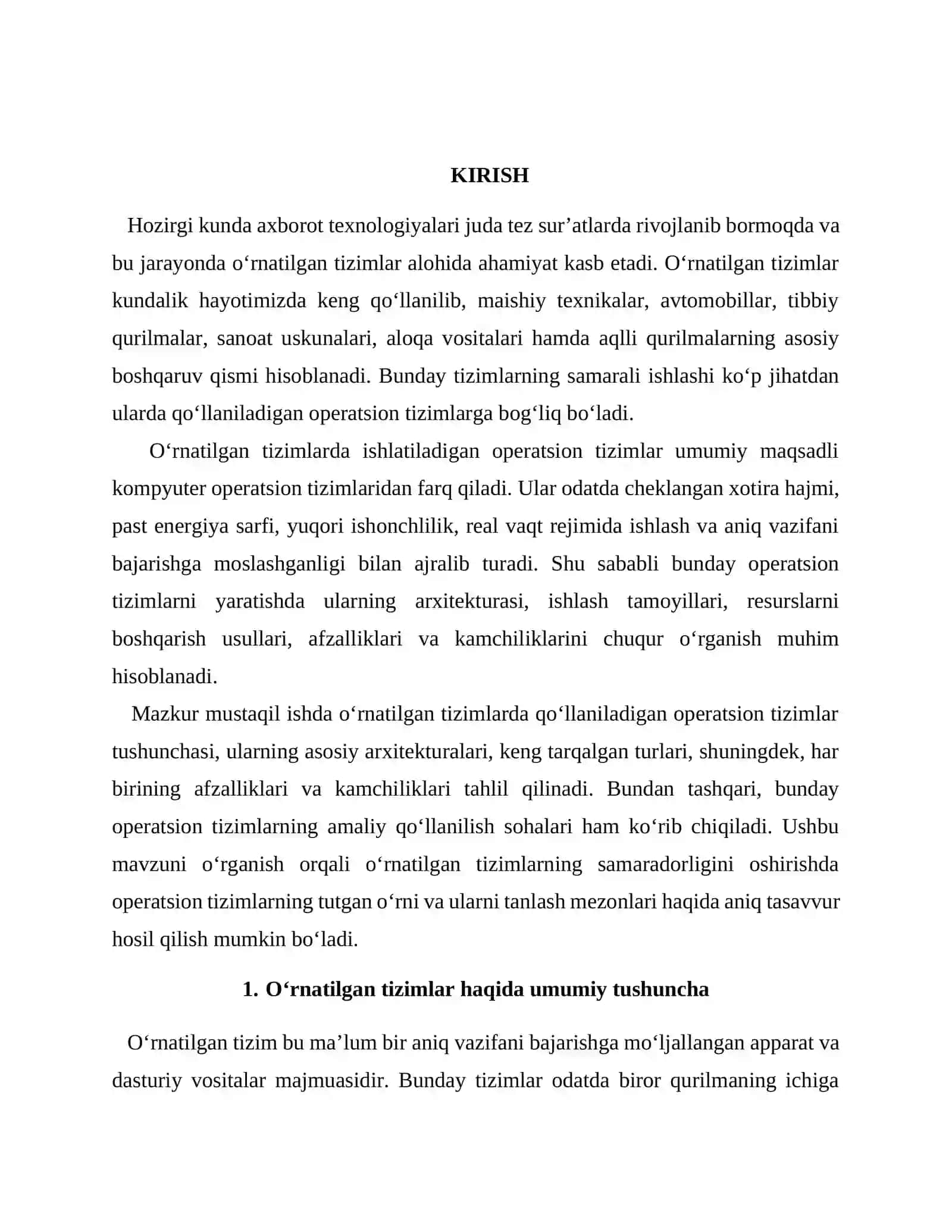 O'tkazilgan tisimlarida islatiladigan operatsiya tisimlar, architects, avzalliklari va kamchiligi 2