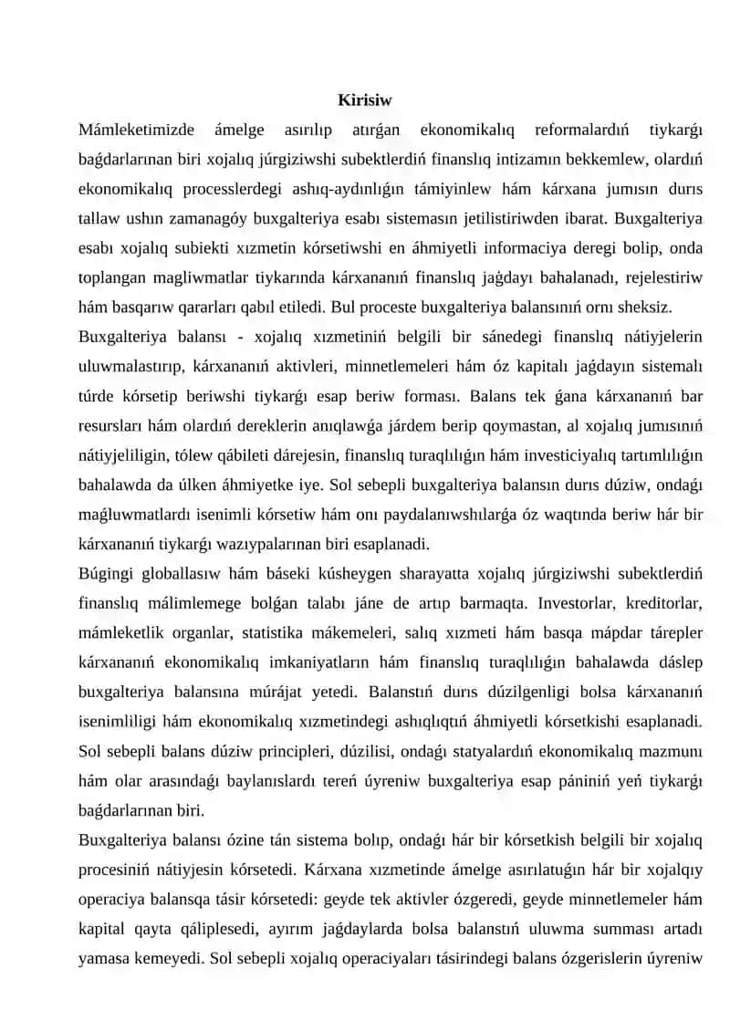 Buxgalteriya balansın duziw ham usınıs etiw tártibi 2