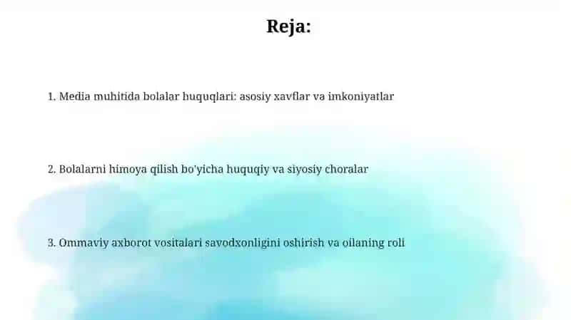 Media muhitda bola huquqlari 2