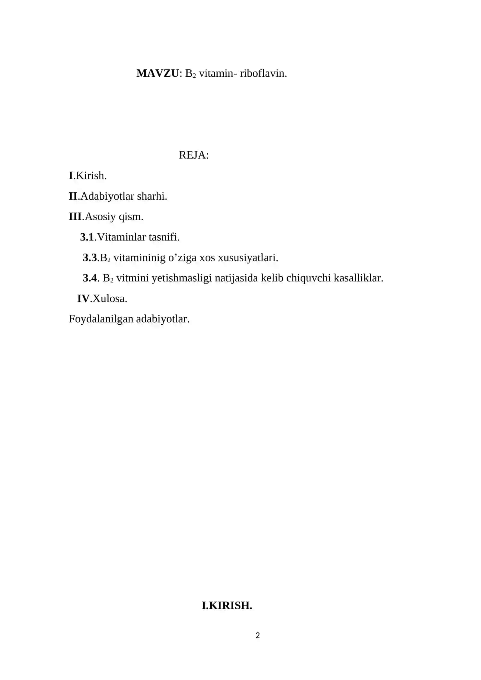 B2 vitamin -riboflavin Kurs ishi 2