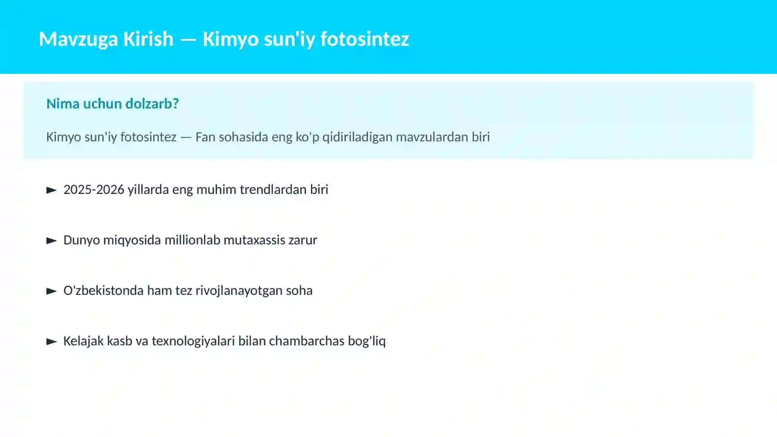 FAN | KIMYO ZAMONAVIY 2