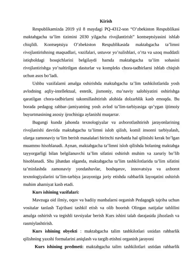 Maktabgacha ta’lim tashkiloti zamonaviy rahbarining boshqaruv faoliyati texnologiyasi 2