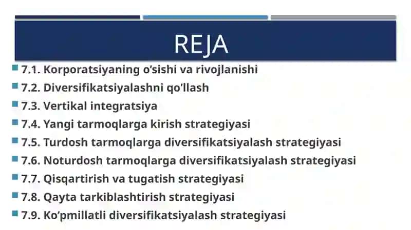 DIVERSIFIKATSIYАLASHNING KORPORATIV STRATEGIYАLARI 2