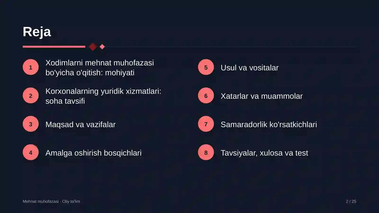 Korxonalarning yuridik xizmatlarida xodimlarni mehnat muhofazasi bo'yicha o'qitish 2