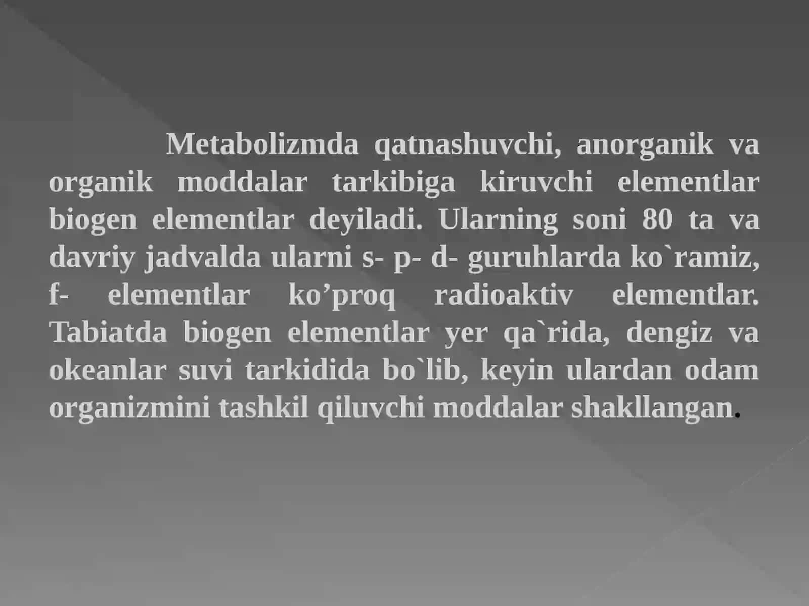 BIOGEN ELEMENTLAR VA ULARNI AHAMIYATI 2
