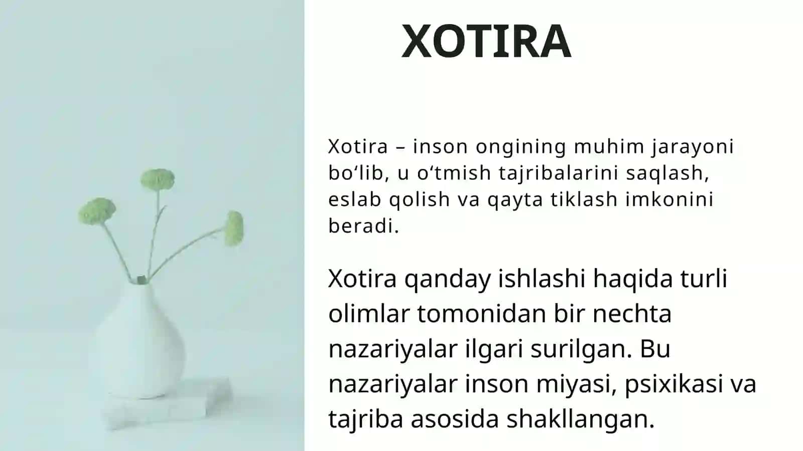 XOTIRA NAZARIYALARI 2