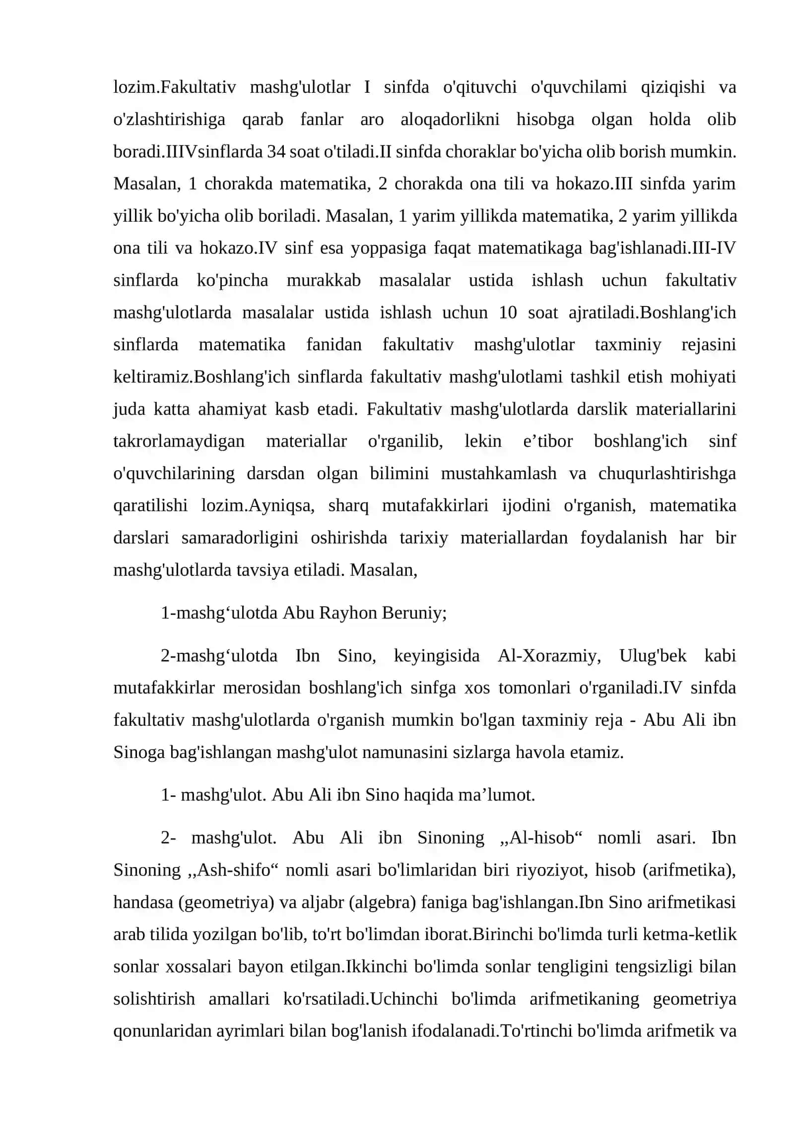 Boshlang'ich sinflarda fakultativ mashg‘ulotlarni tashkil etish 2