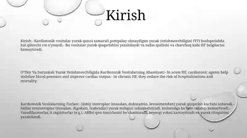 O‘Tkir Va Surunkali Yurak Yetishmovchiligida Kardiotonik Vositalarning Ahamiyati 2