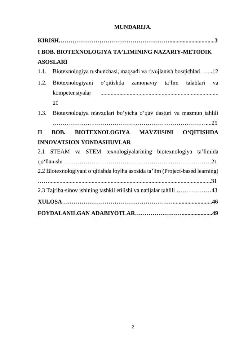 Biotexnologiya mavzusini o’qitishda innovatsion yondashuvlar 2