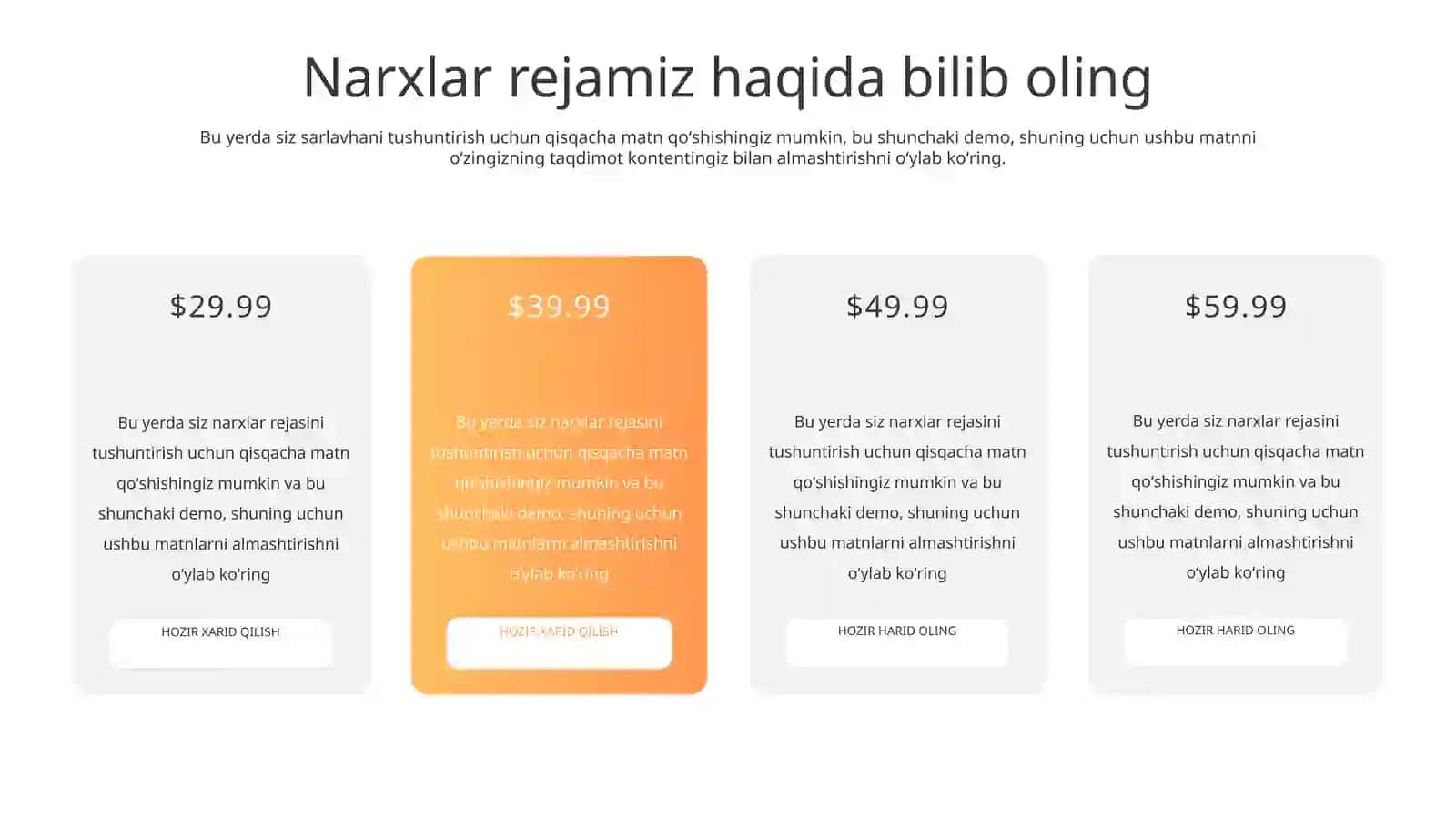 Zamonaviy Xizmatlar Narxnomasi va Moliyaviy Rejalashtirish Taqdimoti (10 Slayd) 2