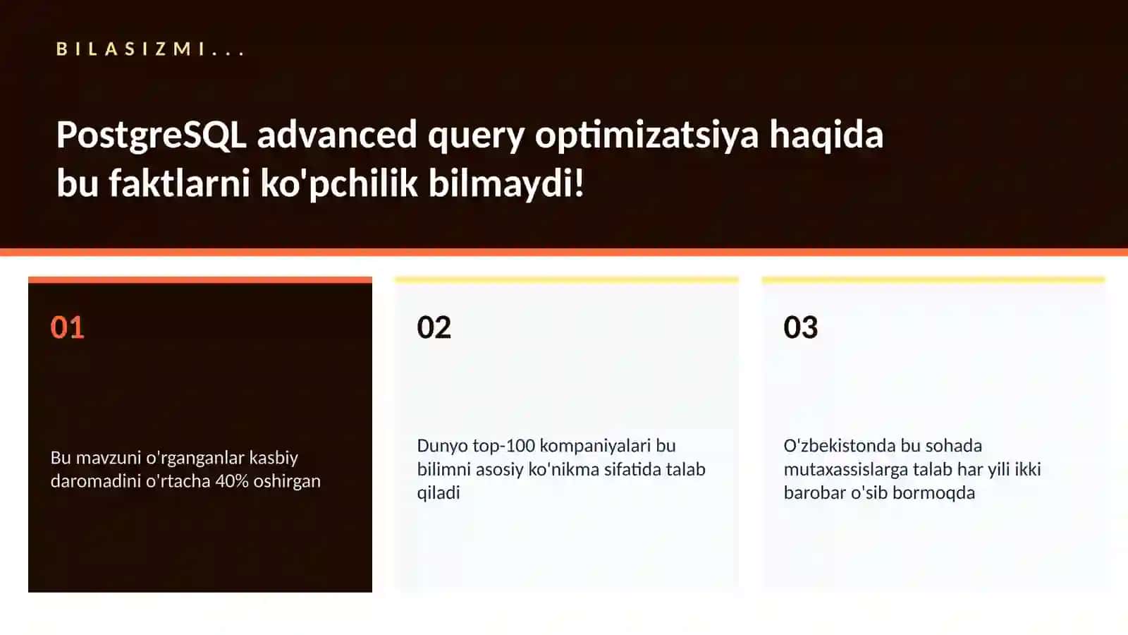 PostgreSQL advanced query optimizatsiya 2