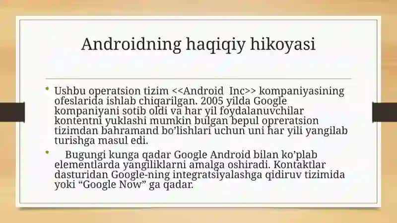 Android mobil operatsion tizimi 2