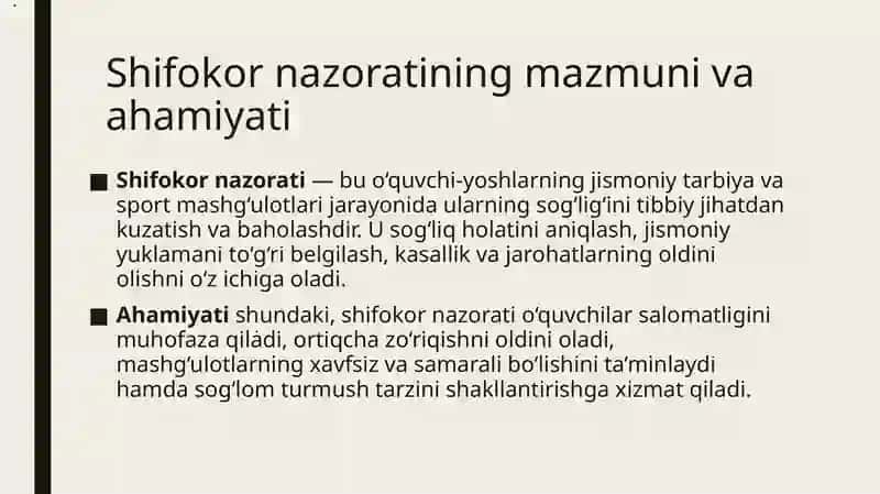Shifokor nazorati 2