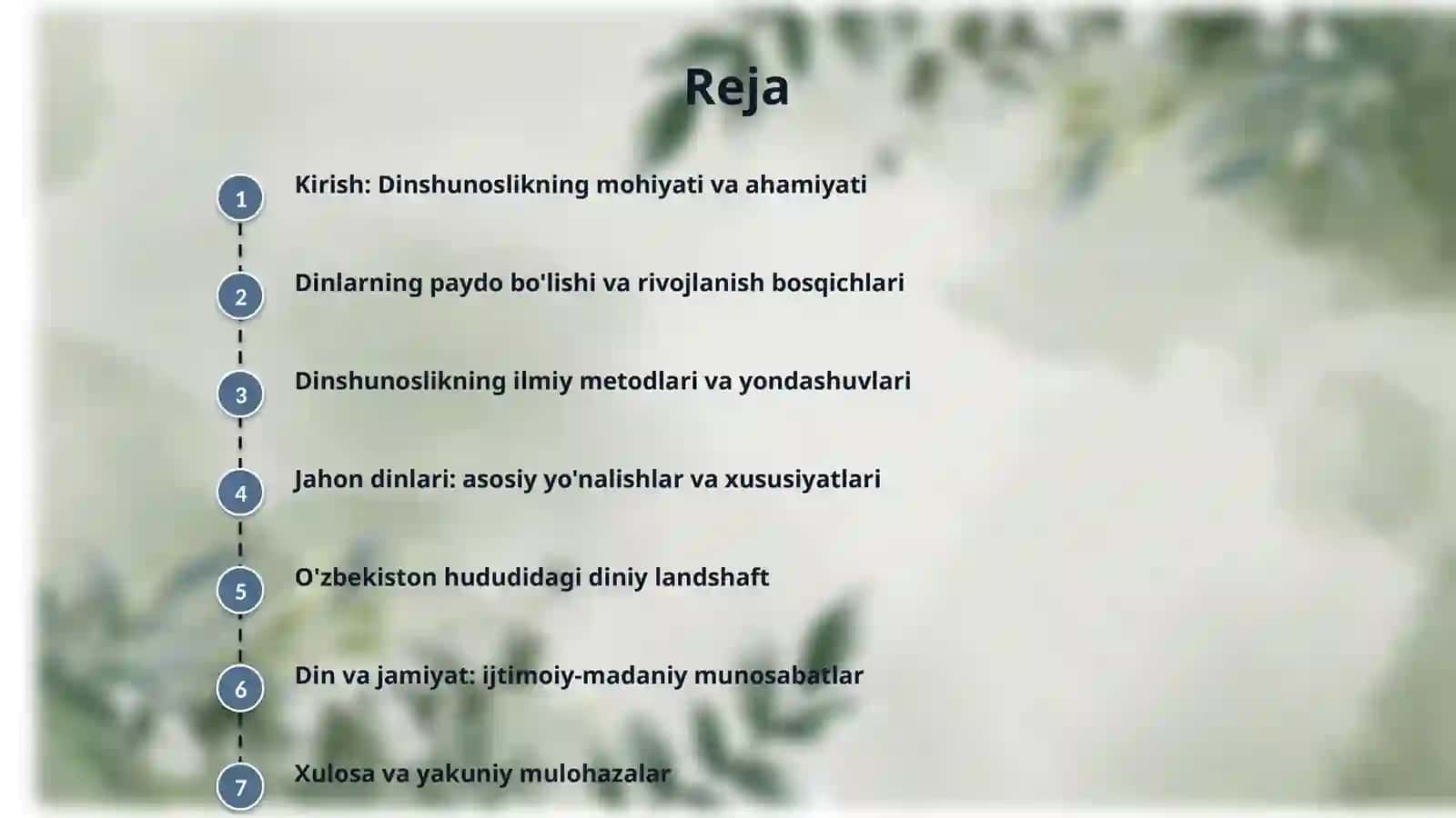 Dinshunoslik faniga kirish va uning tarkibiy qismlari 2