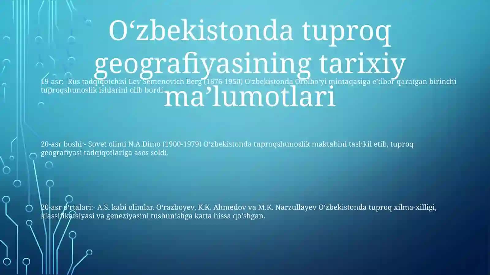 Ózbekistonda Tuproqlar Geografiyasini Rivojlanishi 2