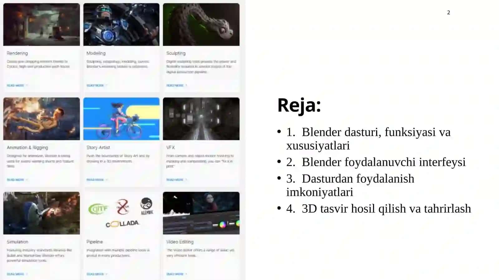 Blender xususiyatlari 2