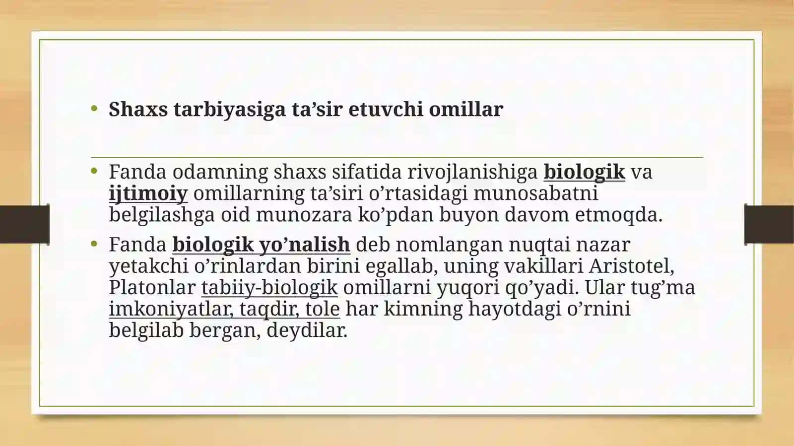 Shaxsning rivojlanishi, tarbiyasi va ijtimoiylashuvi 2