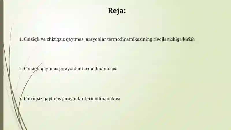 Chiziqli va chiziqsiz nomuvozamanat jarayonlar termodinamikasining rivojlanishi 2