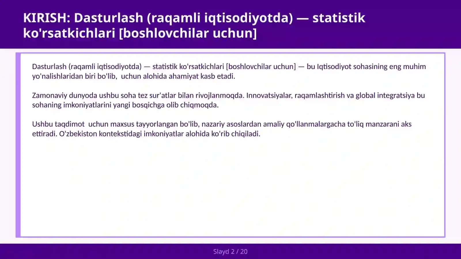 Dasturlash (raqamli iqtisodiyotda) - statistik ko'rsatkichlari [boshlovchilar uchun] 2