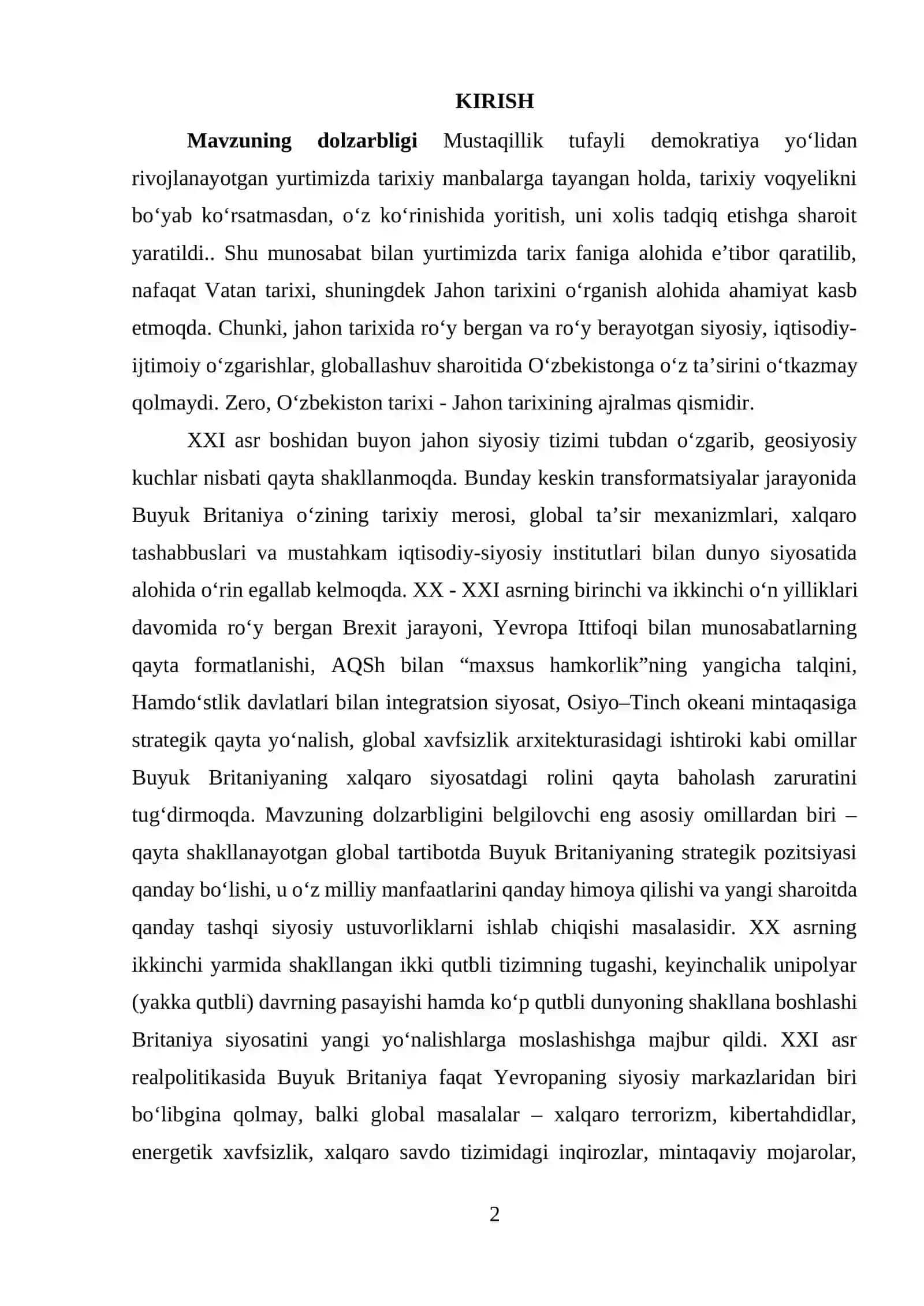XXI ASRDA BUYUK BRITANIYANING GLOBAL SIYOSATDAGI O’RNI 2