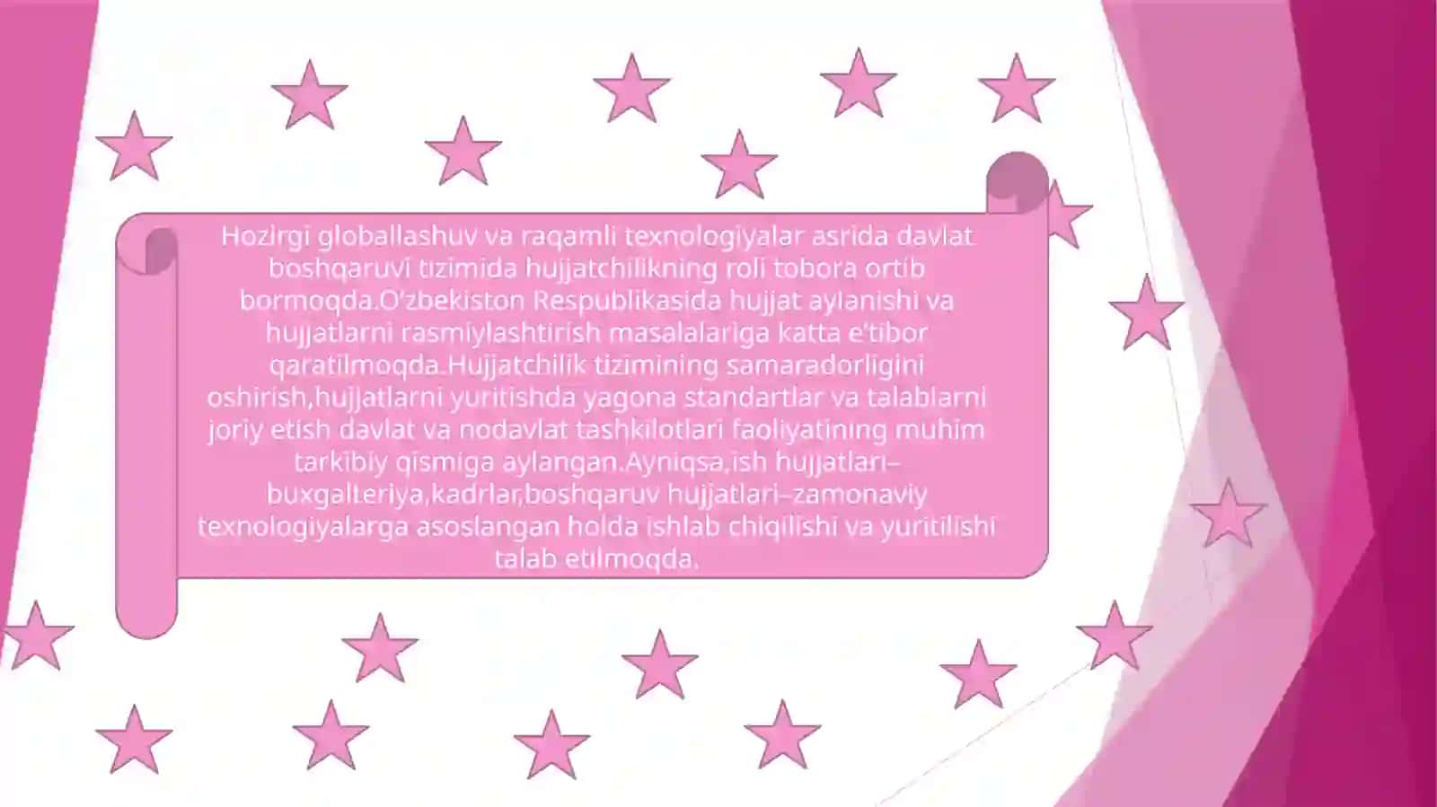 O'zbekiston Respublikasida hujjatchilikning takomillashuvi 2