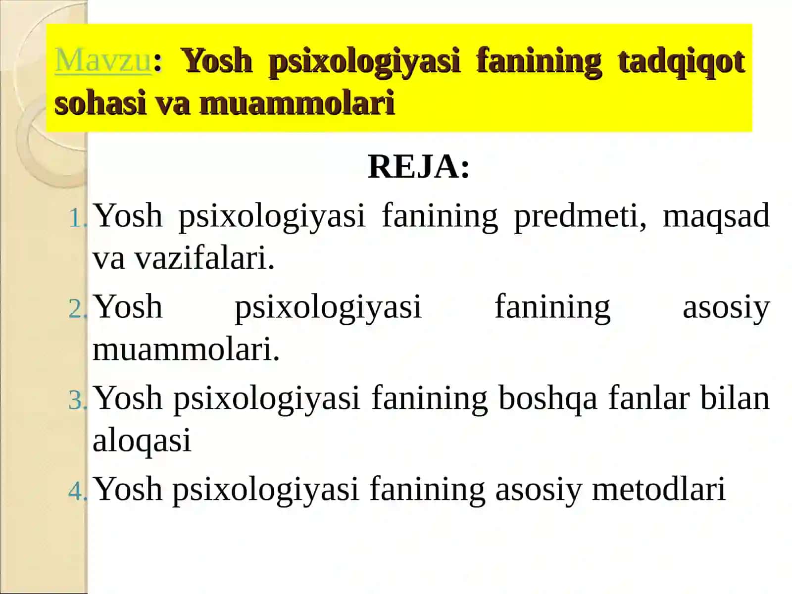 YOSHPSIXOLOGIYASIFANIGA KIRISH 2
