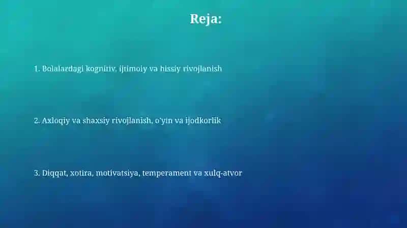 Bolalarni psixik o'ziga xos xususiyatlarini yoritib bering 2