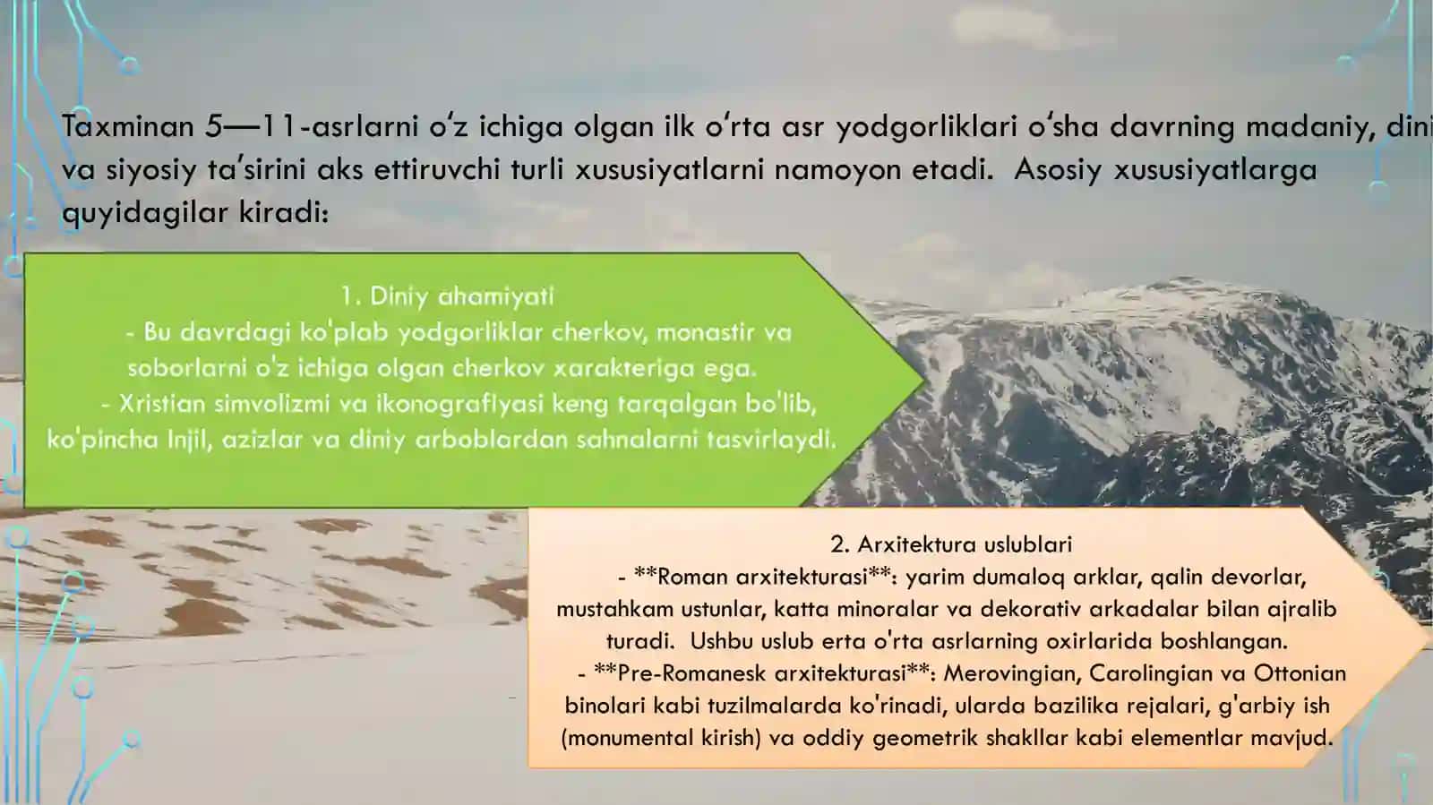 O'rtaasrlar Davri Arxeologiyasi Yutuqlari va O'ziga Xos Xususiyatlari 2