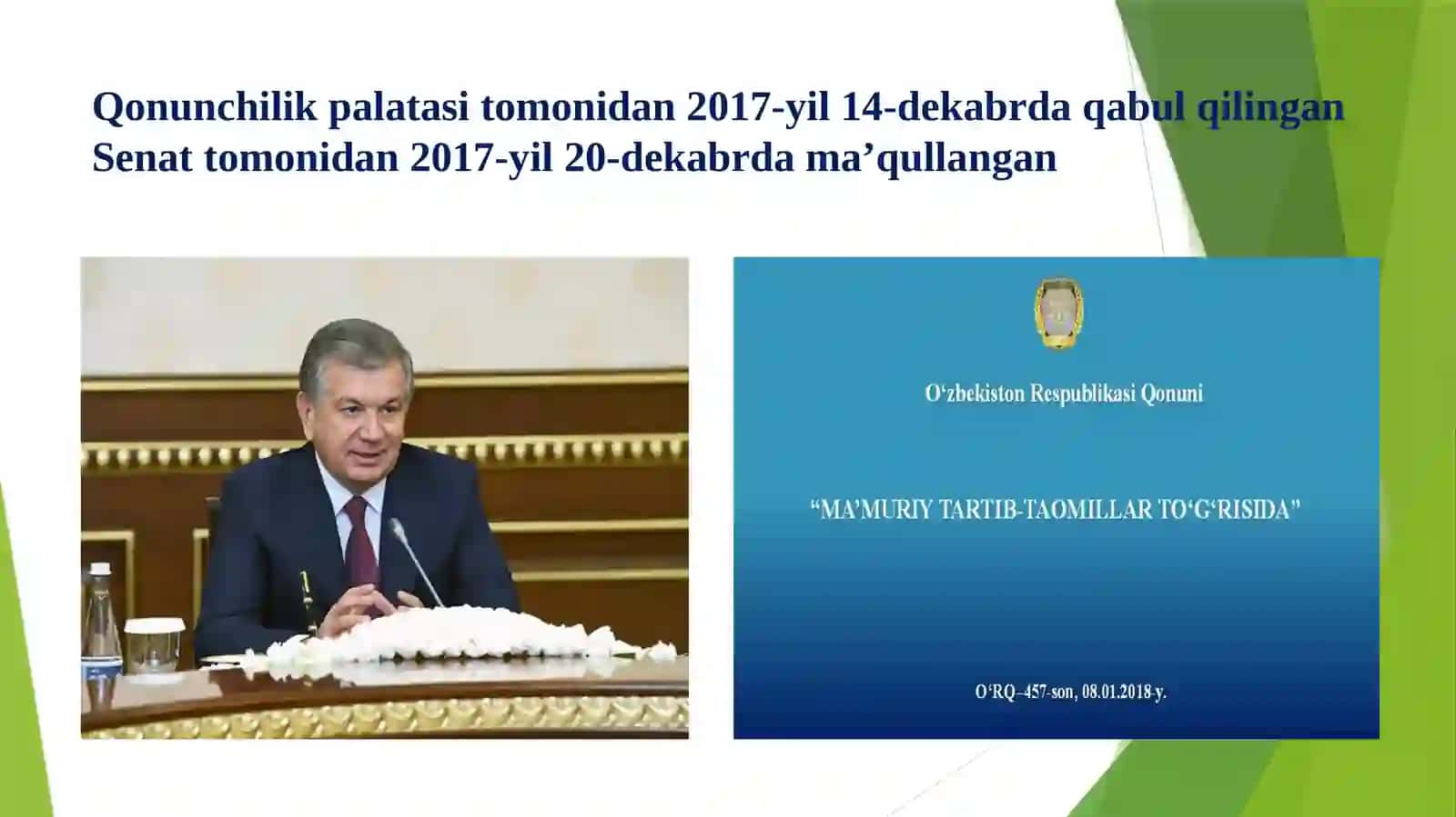 O‘zbekiston Respublikasining “ma’muriyat tartib-taomillar to‘g‘risida”gi qonuni 2