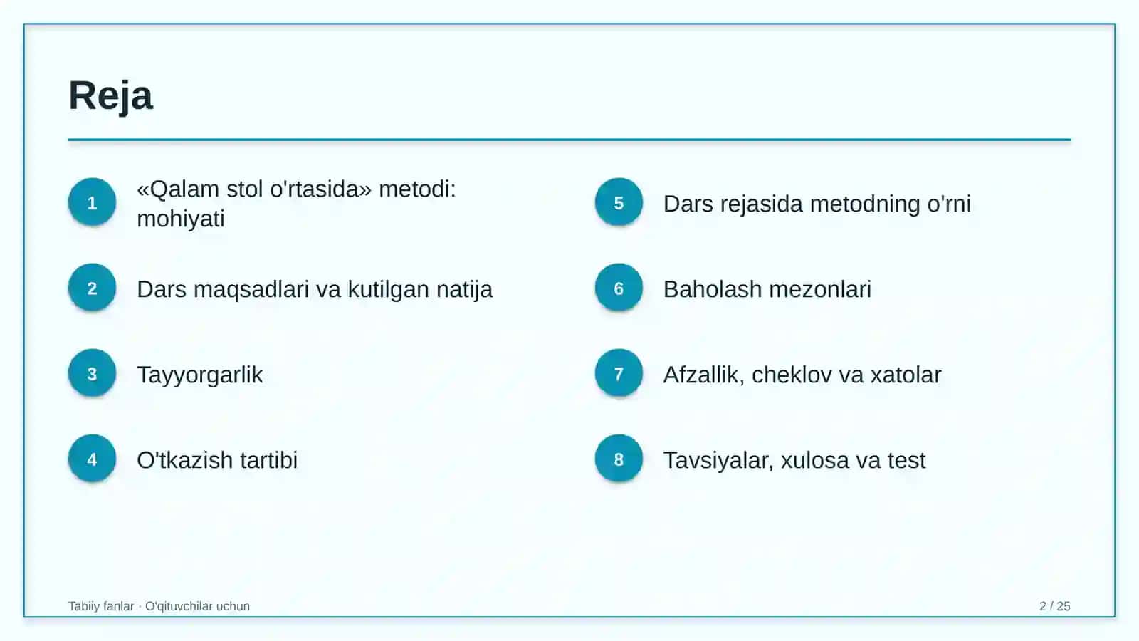 tabiiy fanlar darslarida qalam stol o'rtasida metodidan foydalanish 9319 2
