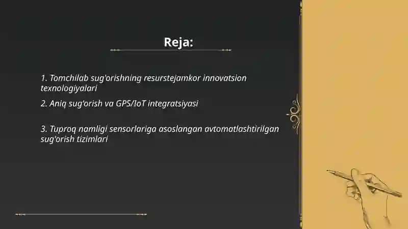 Sug'orishdagi resurstejamkor innovatsion texnologiyalar 2