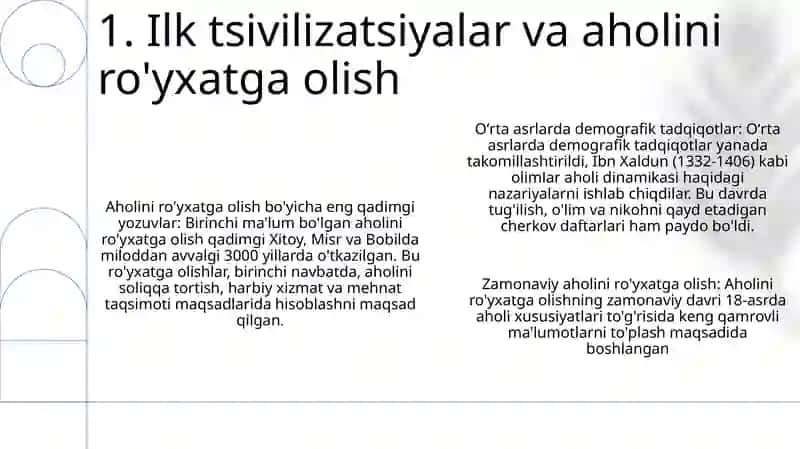 Demografik Tadqiqotlar Rivojlanish Tarixi 2