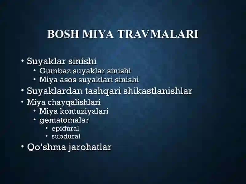 Bosh miya travmalari 2