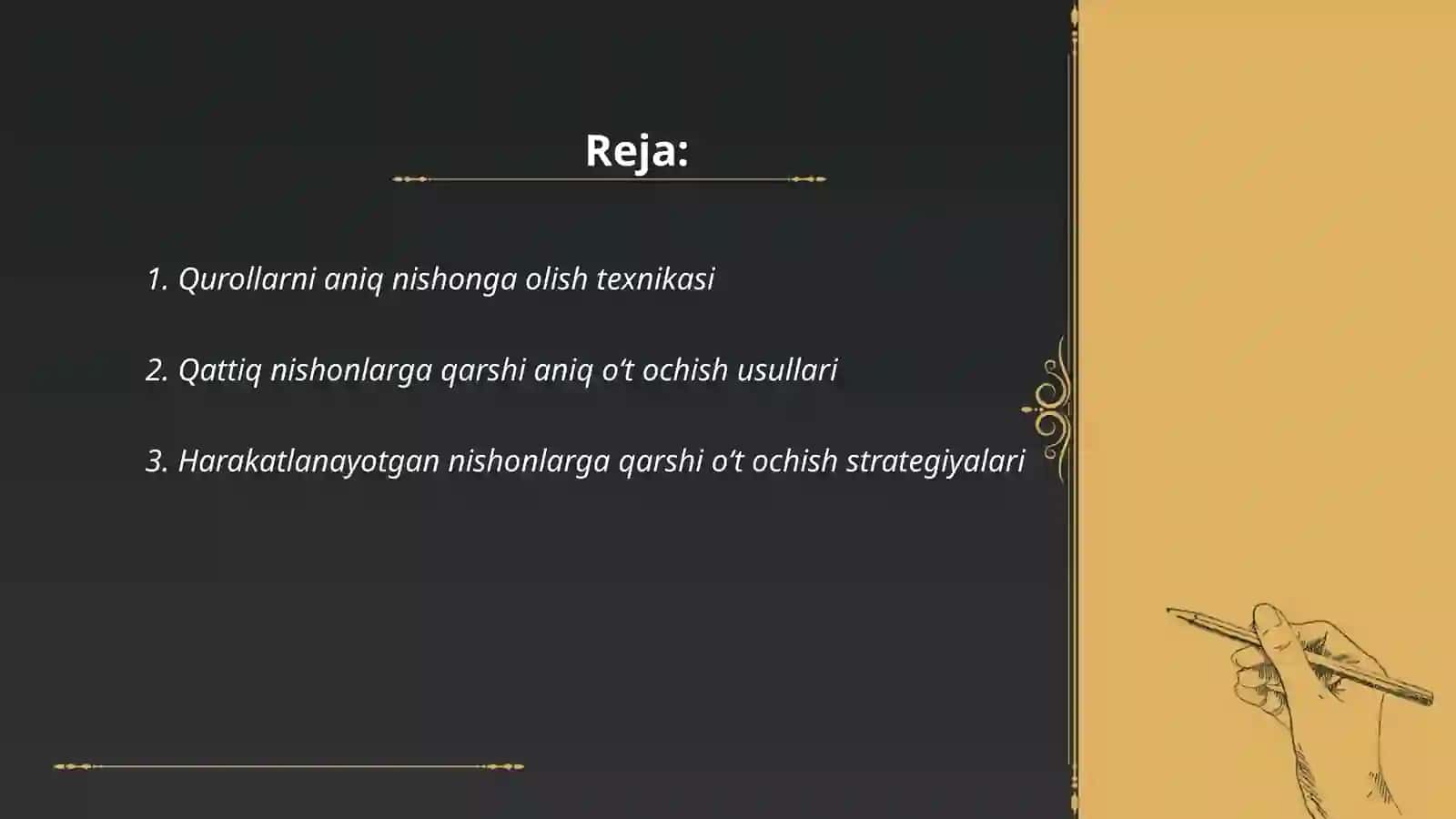 Qurollarni aniq nishonga olish texnikasi 2