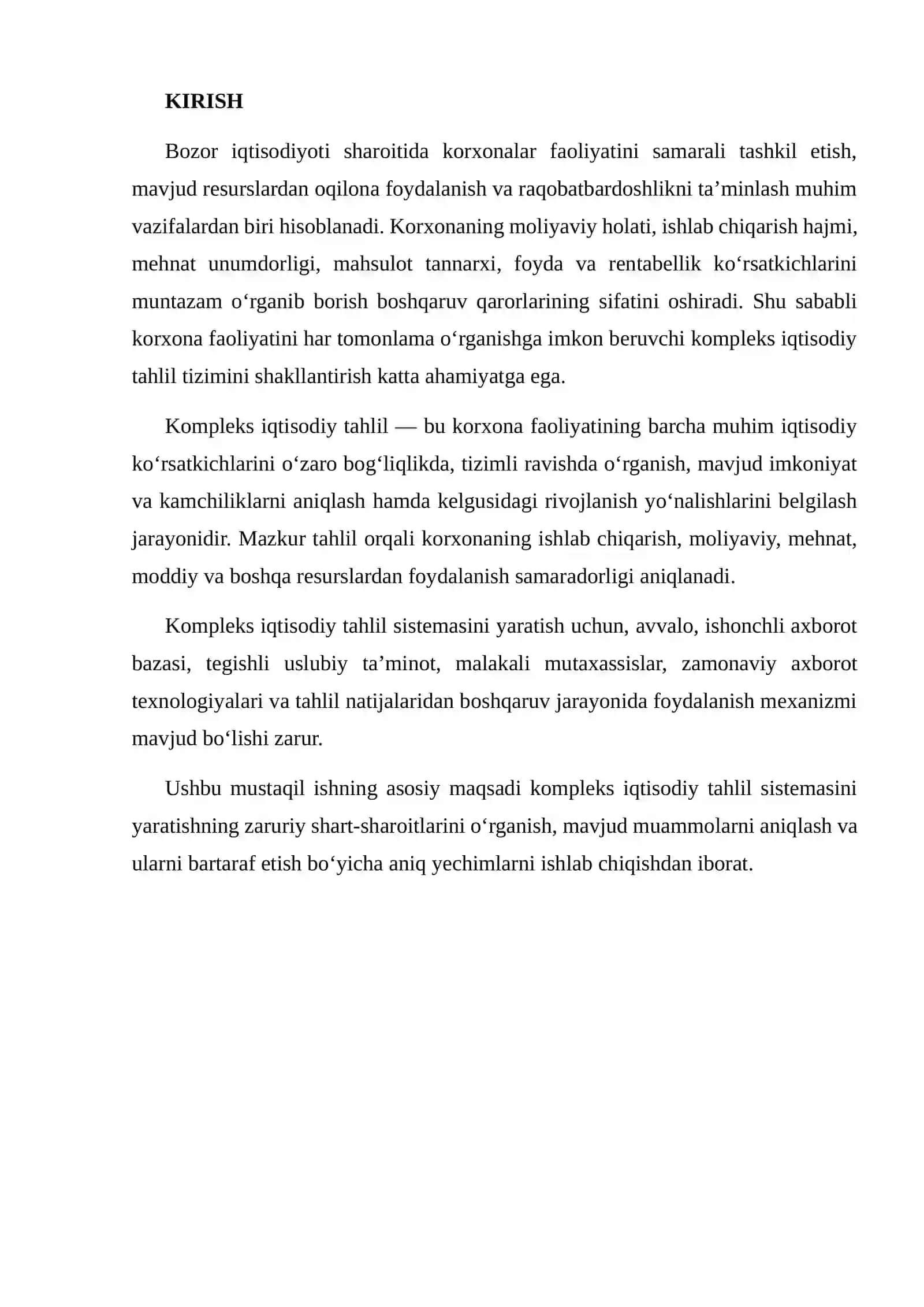 KOMPLEKS IQTISODIY TAHLIL SISTEMASINI YARATISHNING ZARURIY SHART-SHAROITLARI 2