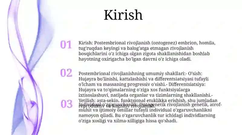 Postembrional Rivojlanishning Umumiy Qonuniyatlari 2